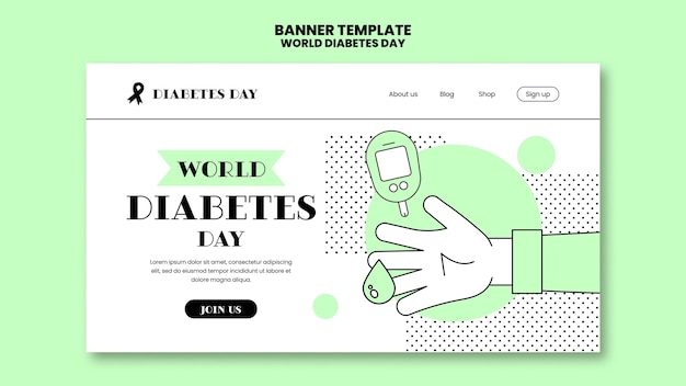 Free PSD hand drawn world diabetes day banner