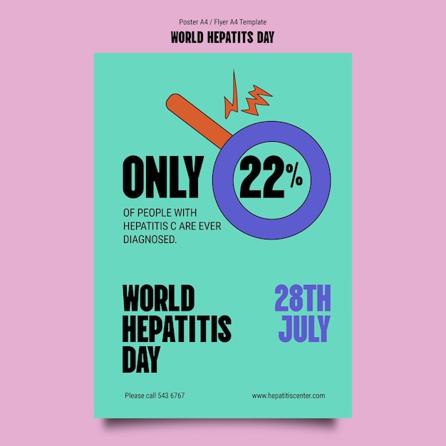PSD gratuito modello di poster per la giornata mondiale dell'epatite disegnato a mano