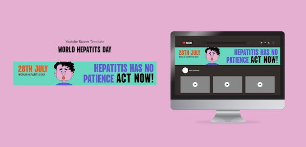 Free PSD hand drawn world hepatits day youtube banner