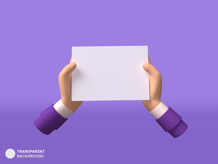 Free PSD hand gesture with paper icon isolated 3d render illustration