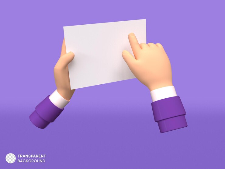 Бесплатный PSD жест руки с бумажной иконкой изолированной 3d иллюстрации рендеринга