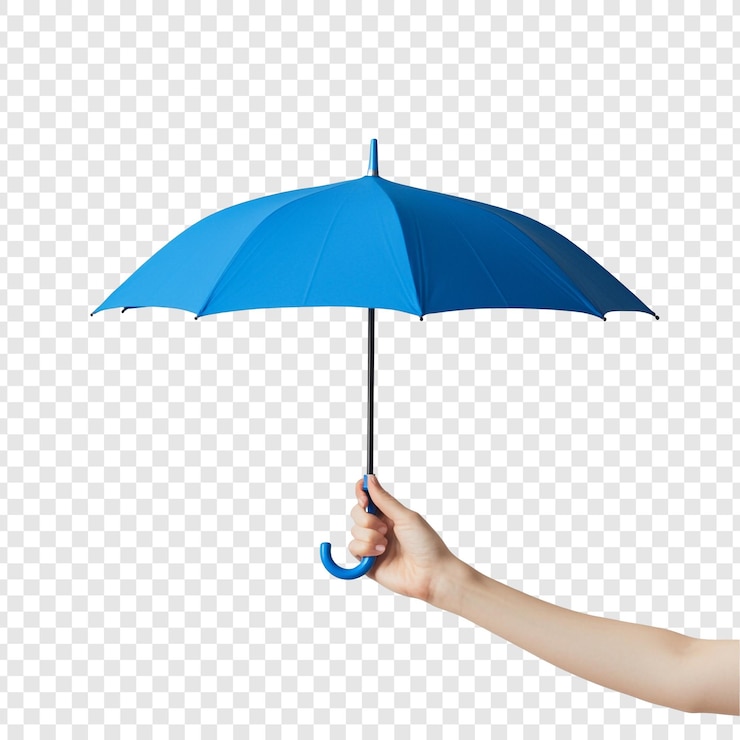 Free PSD a hand holding a vibrant blue umbrella protection and serenity