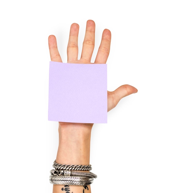 Hand showing memo note