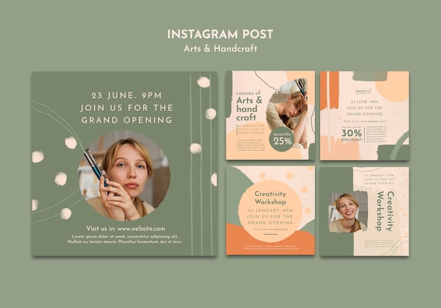 Free PSD handcraft workshop  instagram posts