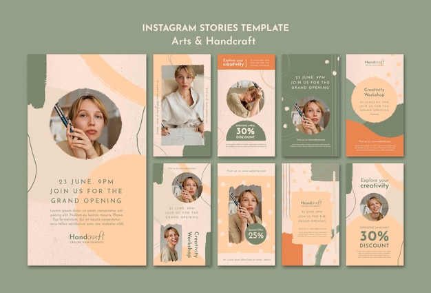 Free PSD handcraft workshop instagram stories