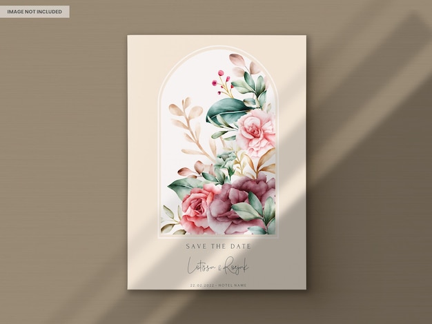 Free Handdrawn Watercolor Floral Wedding Invitation Card PSD Template