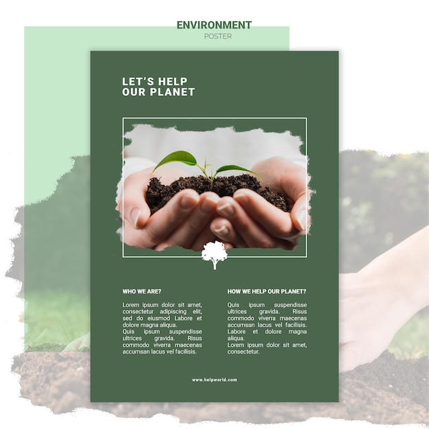 hands holding dirt with plant poster template