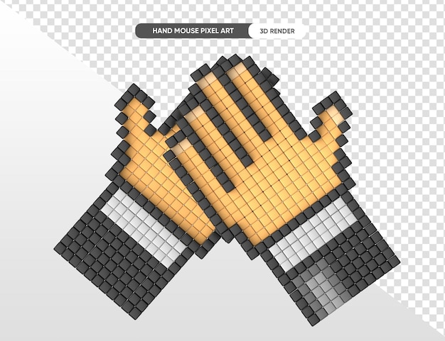 Бесплатный PSD Руки в пиксельной графике 3d рендеринга с прозрачным фоном