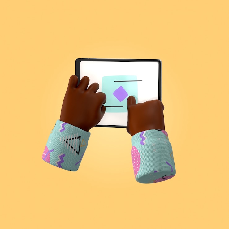 Free PSD hands interacting with a tablet screen
