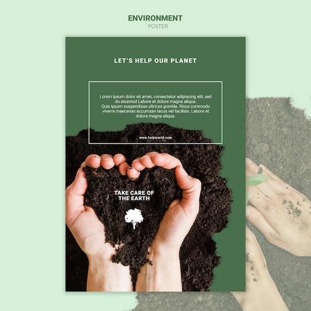 Free PSD hands making a heart with dirt poster template