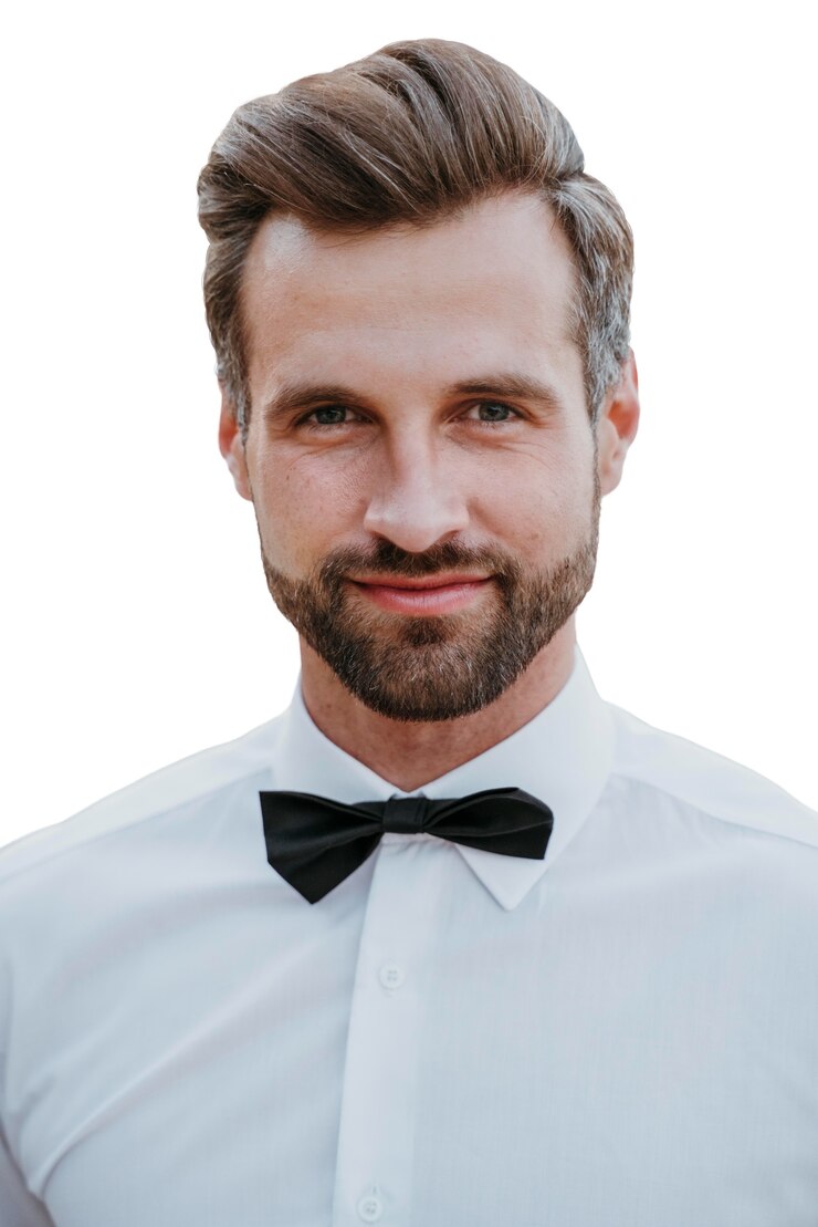 Free PSD handsome groom portrait isolated