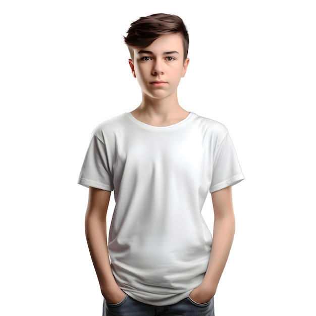 Free PSD handsome young man in white t shirt on white background