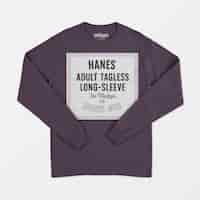 Free PSD hanes adult tagless longsleeve tee mockup