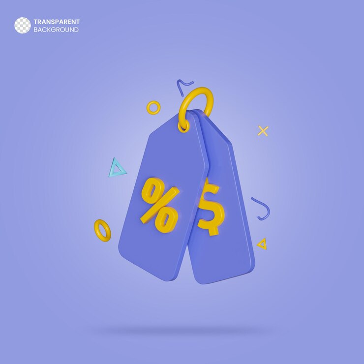 Free PSD hang tag isometric 3d render icon