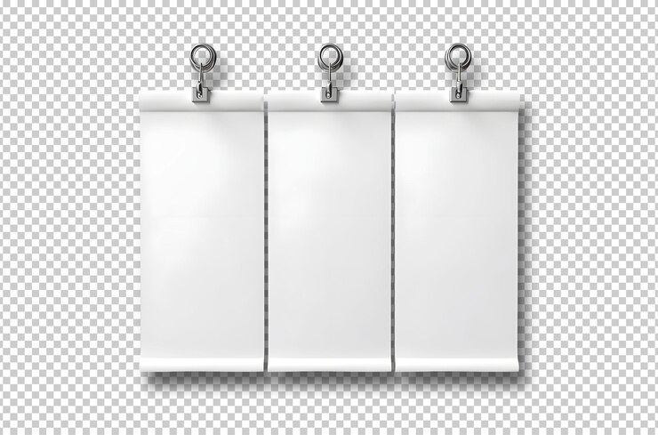 Free PSD hanging blank paper sheets