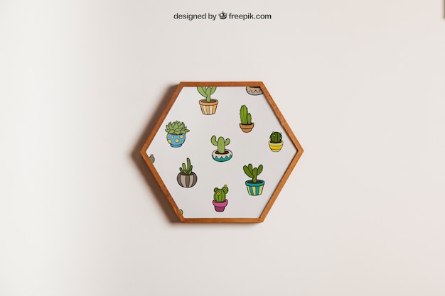 Hanging hexagonal frame mockup