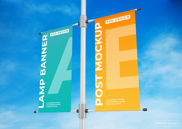 Hanging lamp banner advertising poster mockup