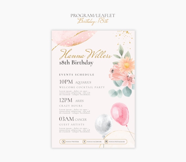 hanna willers 18th birthday invitation