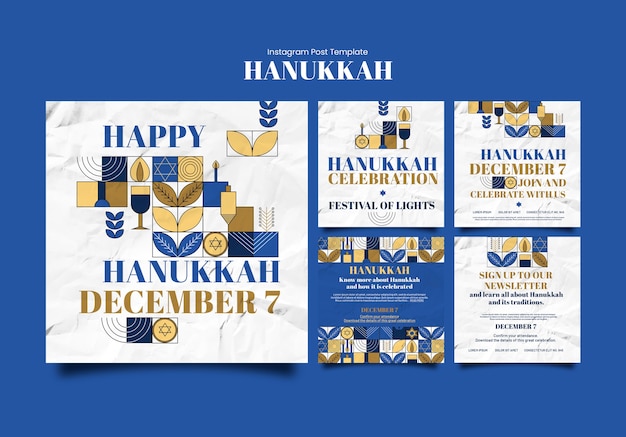 Free PSD hanukkah celebration  instagram posts