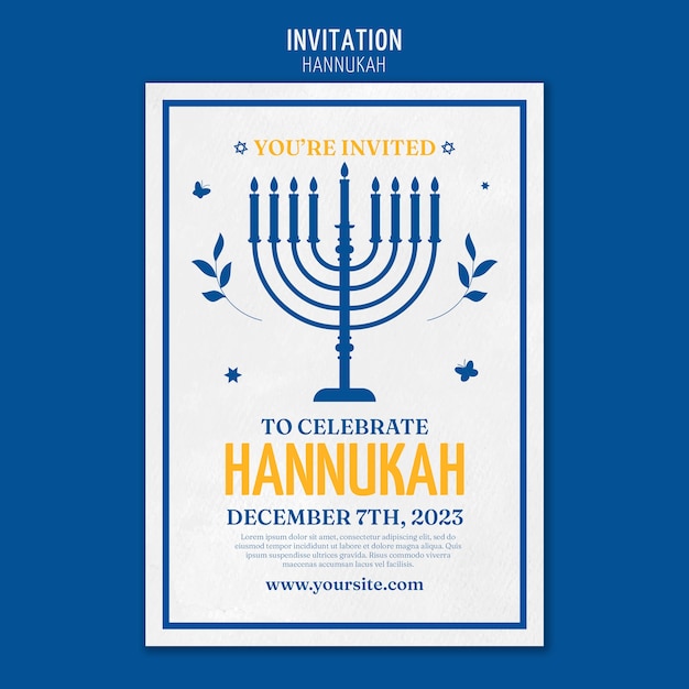 ハヌカのお祝いの招待状のテンプレート