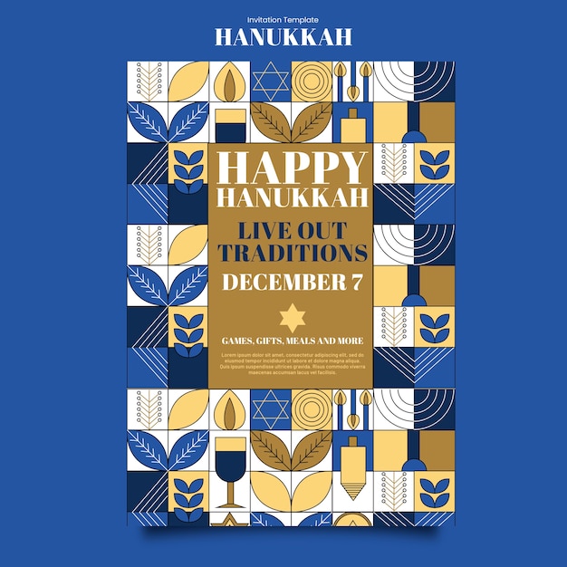 Modello di invito per la celebrazione di hanukkah