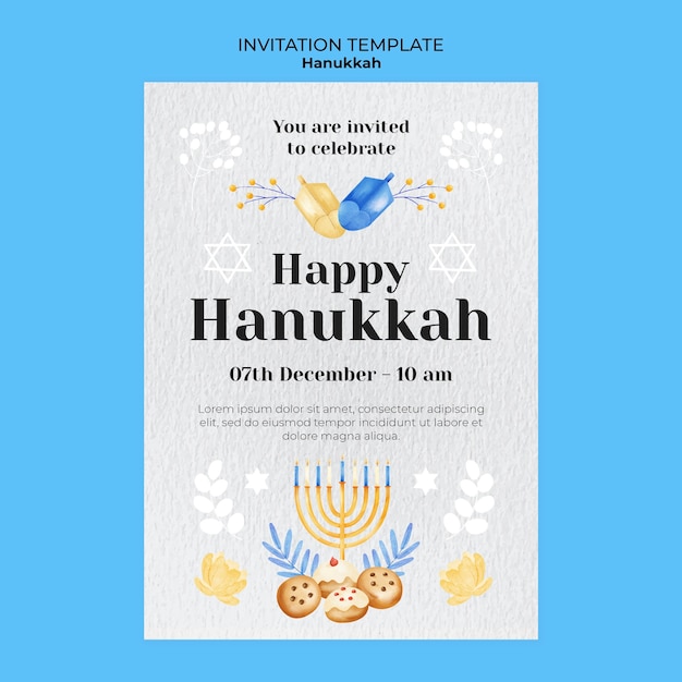 Free PSD hanukkah celebration invitation template