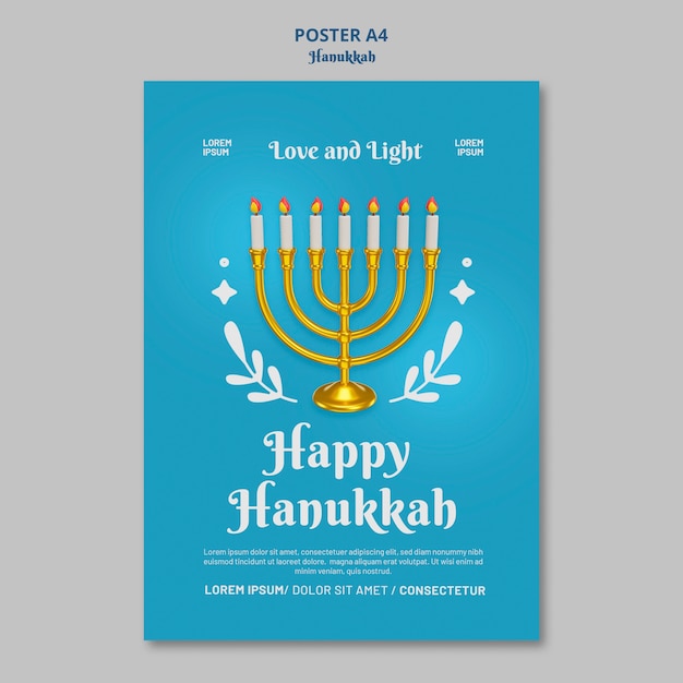 PSD gratuito modello di poster per la celebrazione di hanukkah