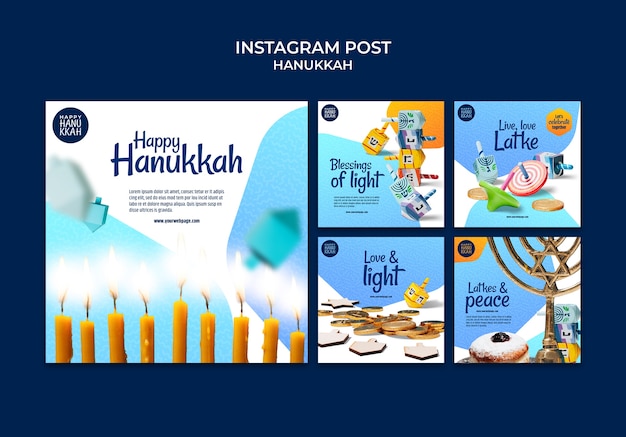 PSD gratuito progettazione del modello di hanukkah