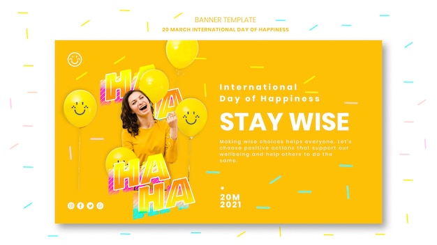 Free PSD happiness day banner template