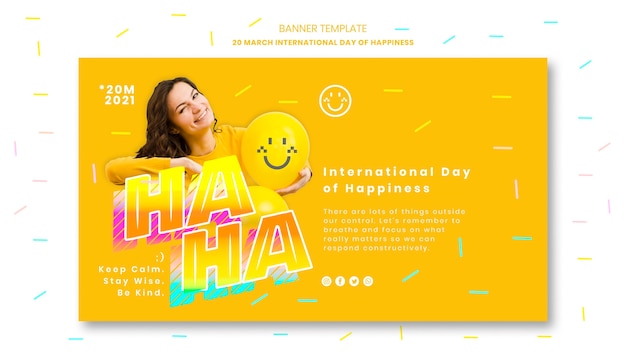 Happiness day banner template