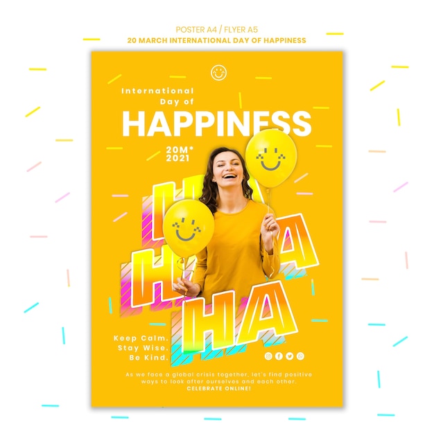 Free PSD happiness day poster template