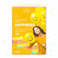 Бесплатный PSD Шаблон плаката ко дню счастья