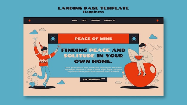 Free PSD happiness webinar landing page