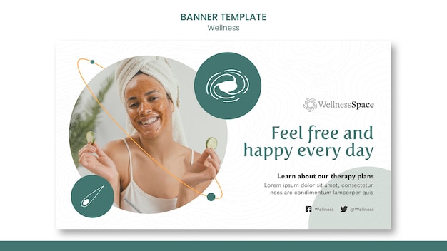 PSD gratuito felicità e benessere banner template design
