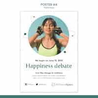 Free PSD happiness and wellness poster template design