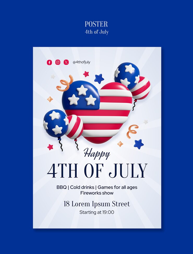 Free PSD happy 4th of july celebration flyer