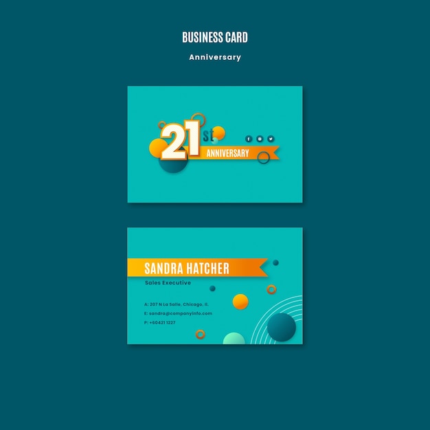 Free PSD happy anniversary business card template