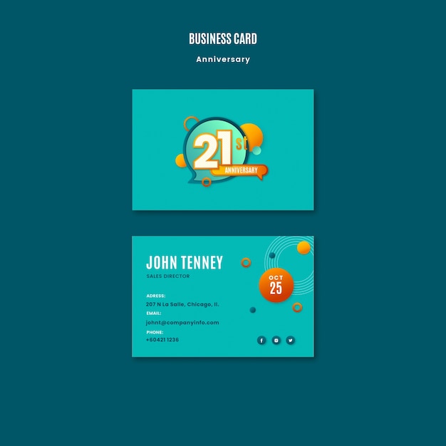 Free PSD happy anniversary business card template