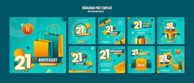 Free PSD happy anniversary instagram posts template
