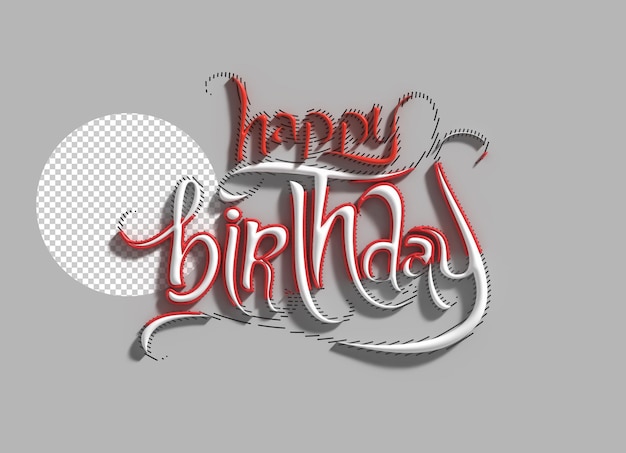 Happy birthday 3d line art transparent psd font design