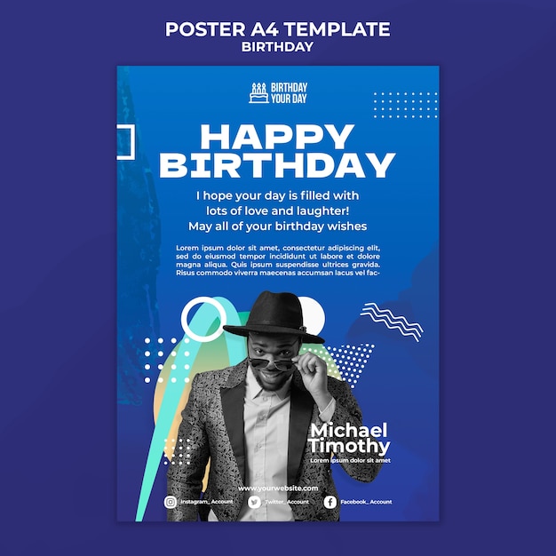 Free PSD happy birthday a4 poster template