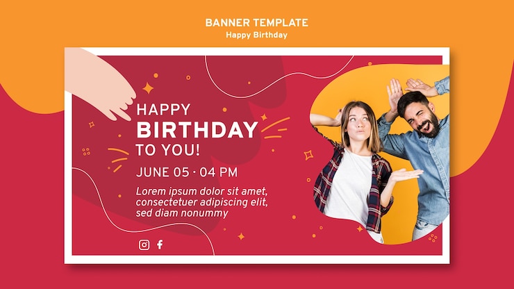 Free PSD happy birthday banner template