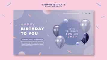 Free PSD happy birthday banner  template