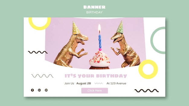 Modello di banner di buon compleanno