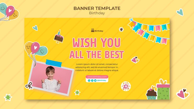 無料PSD お誕生日おめでとうバナーテンプレート