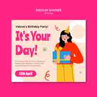 Free PSD happy birthday celebration banner template