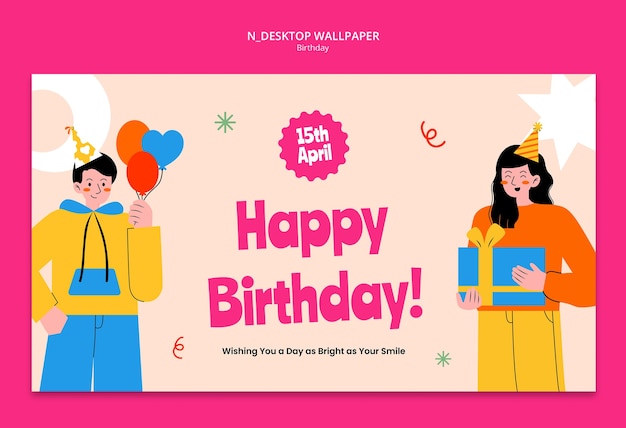 Free PSD happy birthday celebration desktop wallpaper