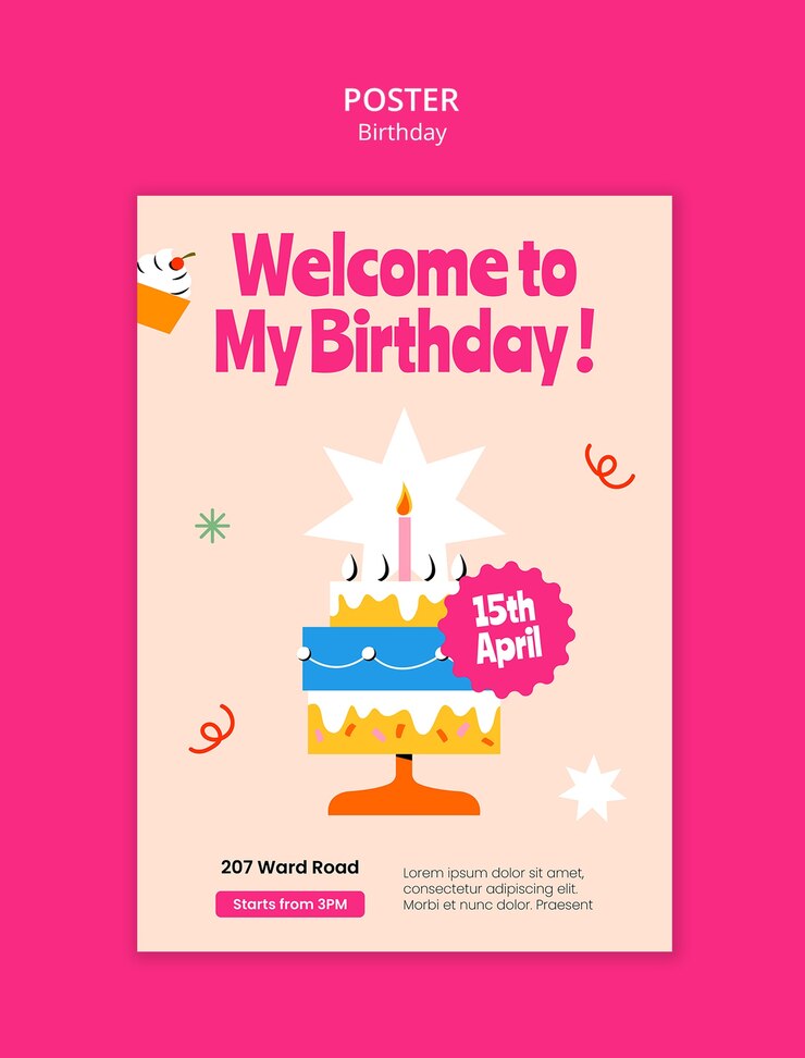무료 PSD 생일 축하 플라이어 템플릿