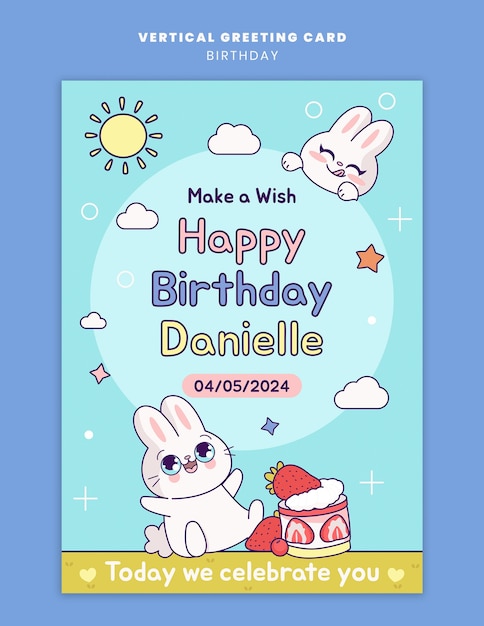 Free PSD happy birthday celebration greeting card