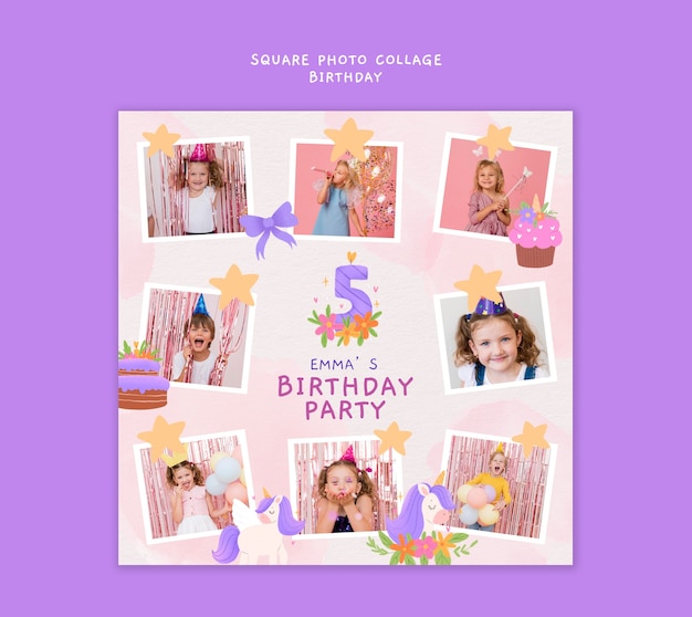 Free PSD happy birthday celebration photo collage